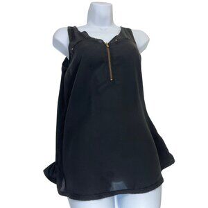 Express Medium Black Sleeveless Top 1/4 Zipper Front 21h